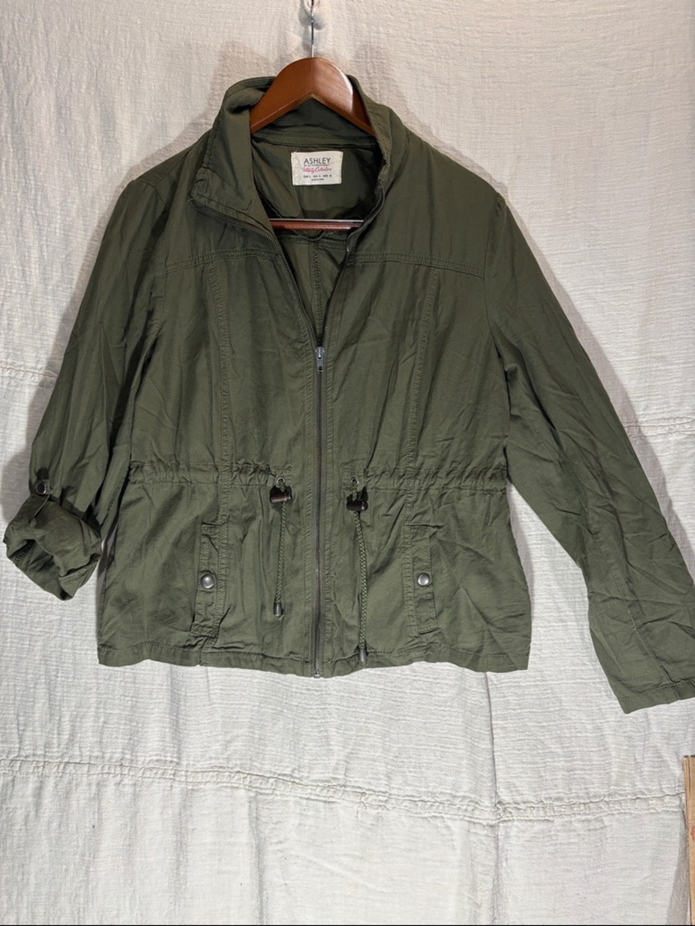 Ashley By 26 International Olive Utility Drawstring Jacket